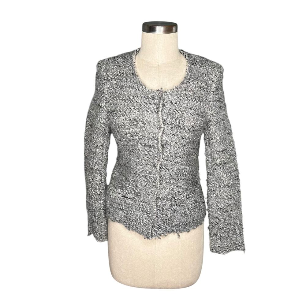 IRO Sveva Boucle Tweed Snap Front Gray Knit Jacket Women's Size‎ 1 Small Career